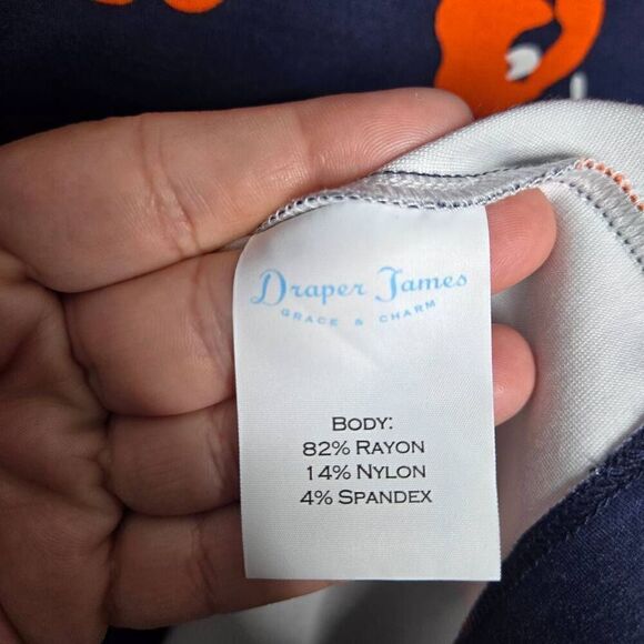 Draper James Poppy Ponte Knit Shift Dress Sz Small Floral Short Sleeve Navy Blue - Picture 10 of 10